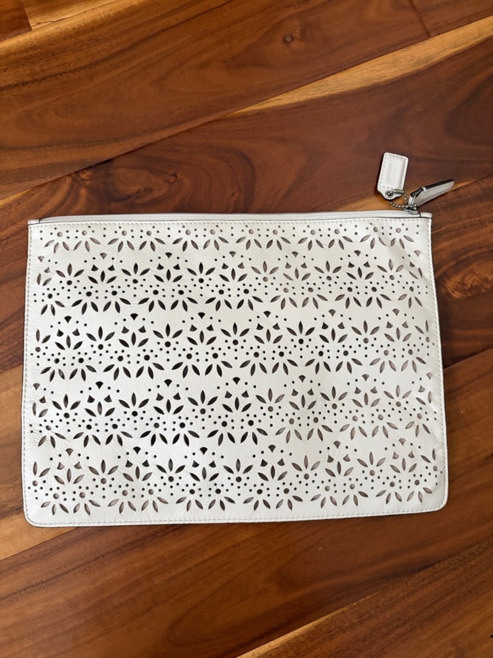 Coach White Perforated Leather bag